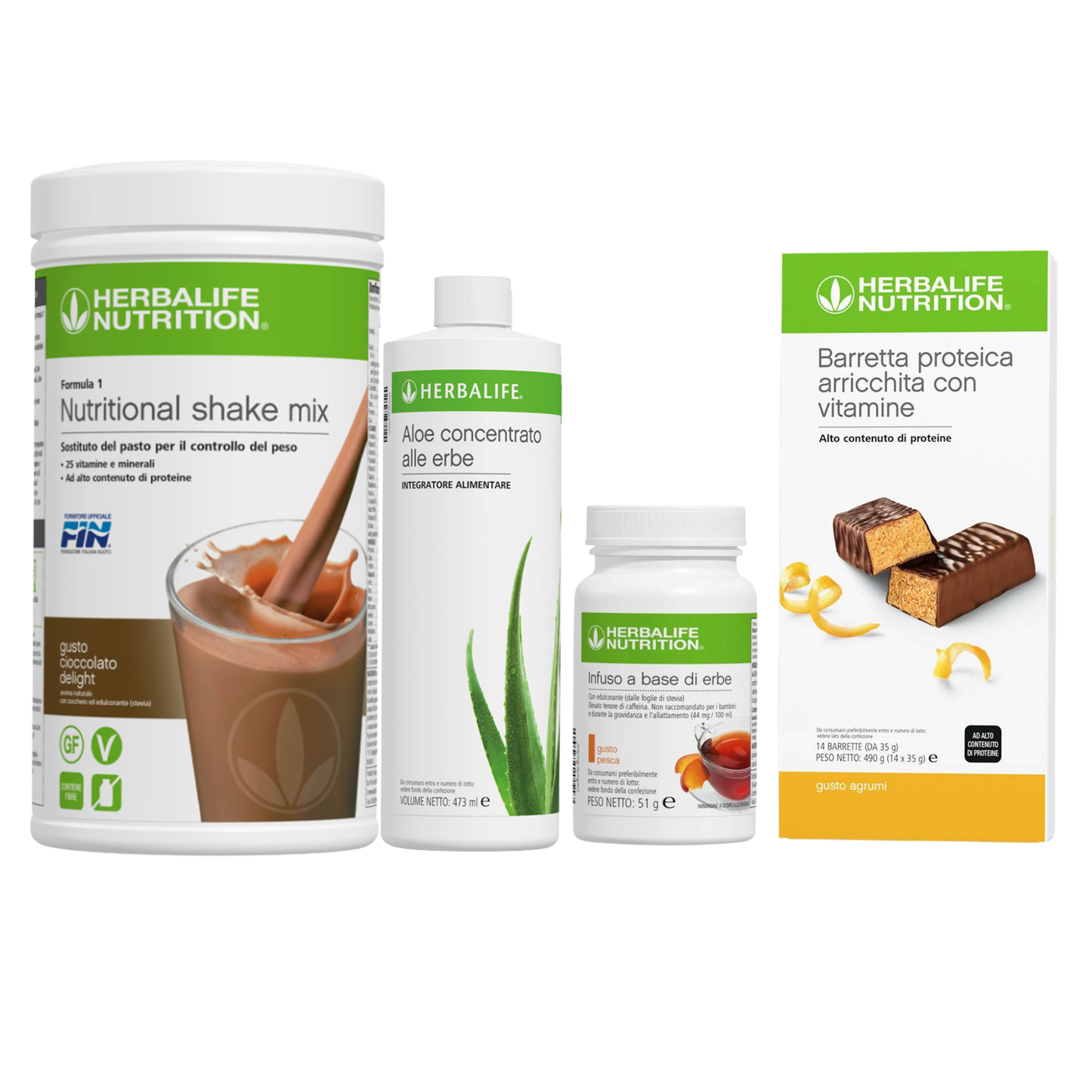 Kit Benessere Plus - F1, Aloe, Infuso & Barretta Proteica